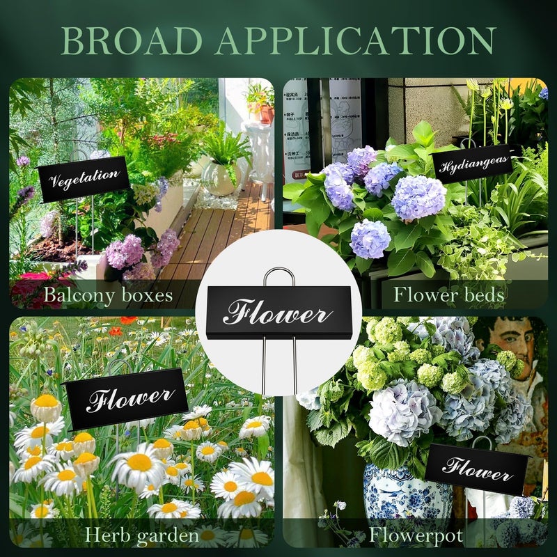 cureder 30 Pack Metal Plant Labels for Outdoor Garden Waterproof Plant Markers, Labels Garden Markers for Seedlings Herbs Vegetable Greenhouse Gifts with Pen - Black - Image 3